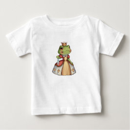 Camiseta Para Bebê Princesa-rã com uma coroa e um vestido