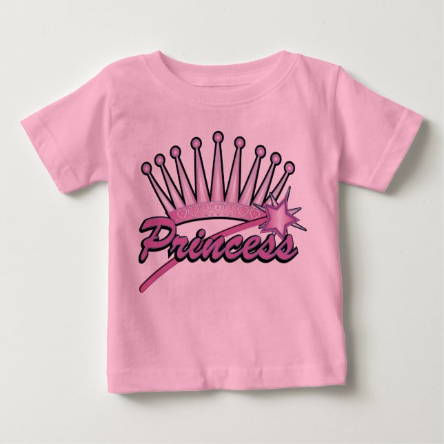 Camiseta Para Bebê Princesa Rosa Coroa (Frente)