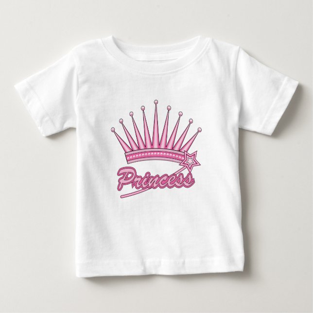 Camiseta Para Bebê Princesa Rosa Coroa (Frente)