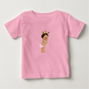 Camiseta Para Bebê Princesa Rosa & Dourado