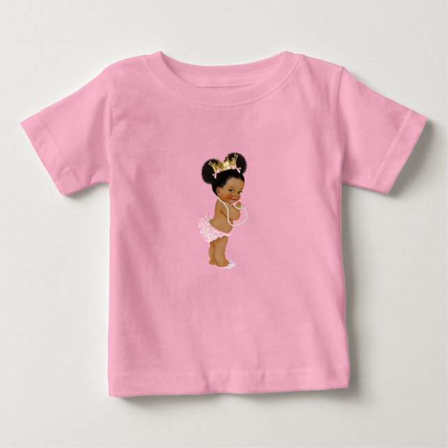 Camiseta Para Bebê Princesa Rosa & Dourado (Frente)