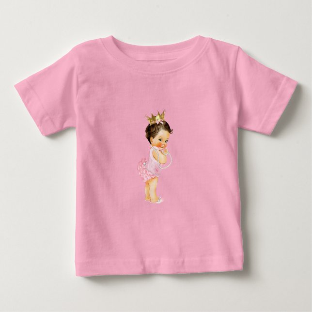 Camiseta Para Bebê Princesa Rosa e Dourado  (Frente)