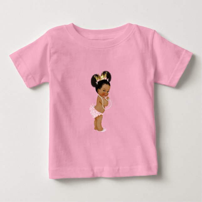 Camiseta Para Bebê Princesa Rosa e Dourado  (Frente)