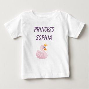 Camiseta Para Bebê Princesa rosa nadava com um nome branco