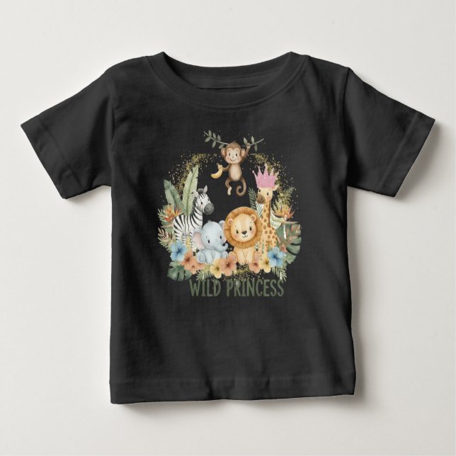 Camiseta Para Bebê Princesa Selvagem - Animais da Selva (Frente)