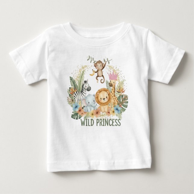Camiseta Para Bebê Princesa Selvagem - Animais da Selva (Frente)