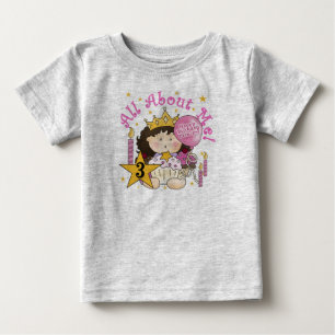 Camiseta Para Bebê Princesa Tudo Sobre Mim aniversário de 3 anos Cami