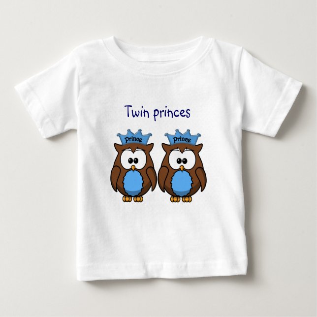 Camiseta Para Bebê príncipes de coruja gêmea (Frente)