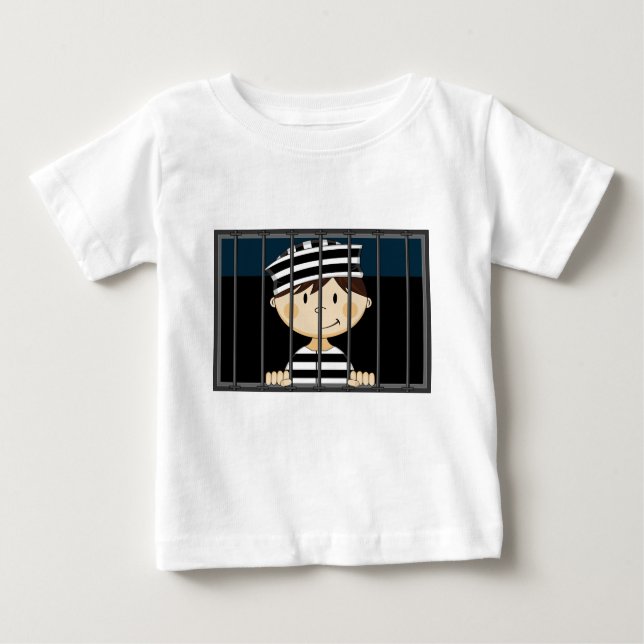 Camiseta Para Bebê Prisioneiro dos desenhos animados na pilha de (Frente)