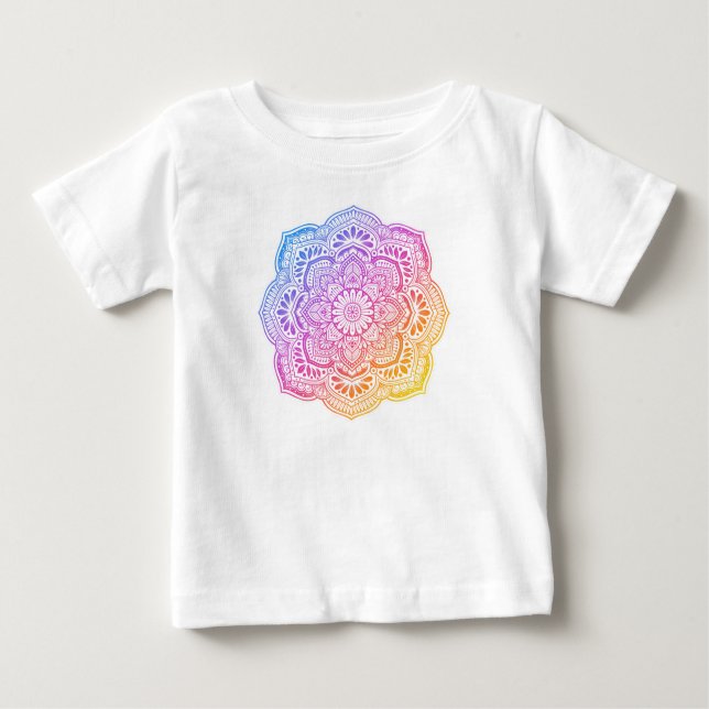 Camiseta Para Bebê Prism Flower Mandala Baby and Toddler T-Shirt (Frente)