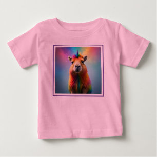 Camiseta Para Bebê Prismhorn: O Capybaraicórnio Arco-íris