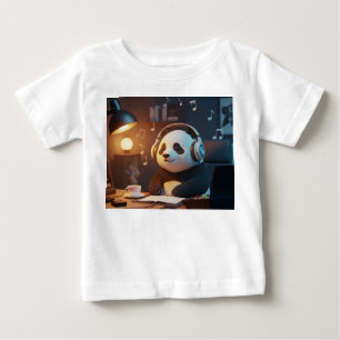 Camiseta Para Bebê Produtor de Música Cozy Lo-Fi Panda