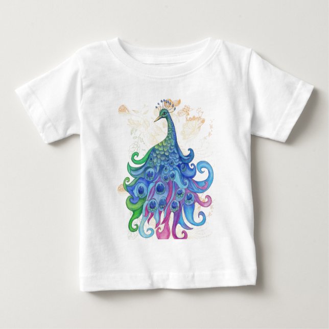 Camiseta Para Bebê Produtos peacock pacíficos (Frente)