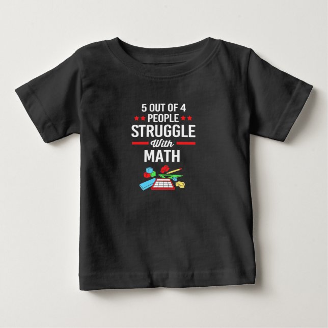 Camiseta Para Bebê Professor De Matemática 5 Em 4 Pessoas (Frente)