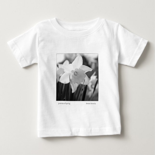 Camiseta Para Bebê promessa de primavera daffodil jonquil preto e bra (Frente)