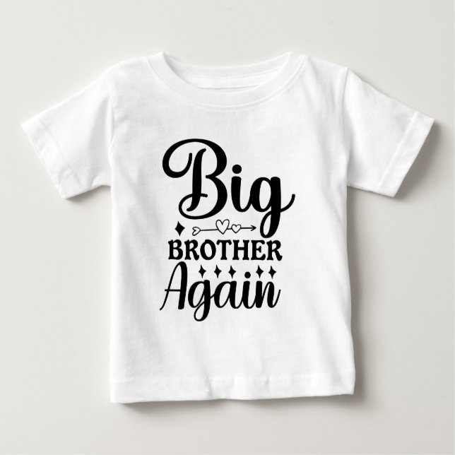 Camiseta Para Bebê Promoted to Big Brother 2026 Dinosaur T-Rex Boys  (Frente)