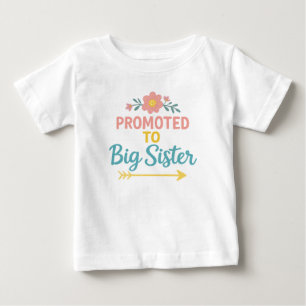 Camiseta Para Bebê Promovida a Irmã Mais Velha Anúncio de Irmã Fofa