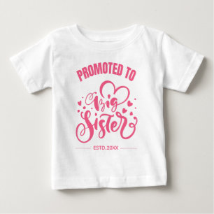 Camiseta Para Bebê Promovido à Irmã Grande, Data do Costum