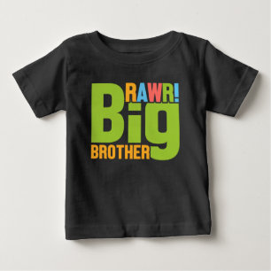 Camiseta Para Bebê Promovido a Irmão Mais Velho 2026 Dinossauro T-Rex