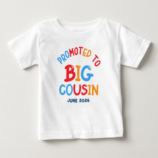 Camiseta Para Bebê Promovido à promoção de irmãos Big Cousin (Frente)