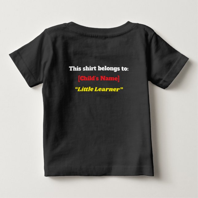 Camiseta Para Bebê "Pronto para Aprender, Pronto para Brilhar!" – Lin (Verso)