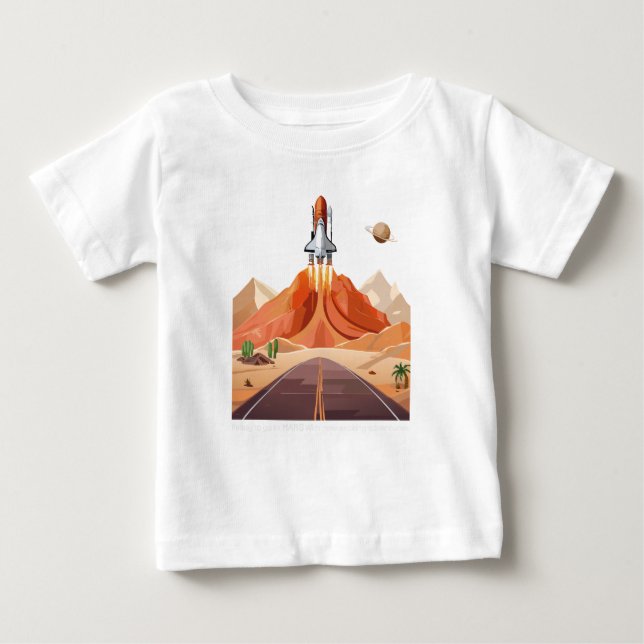 Camiseta Para Bebê Pronto para Ir a Marte (Frente)