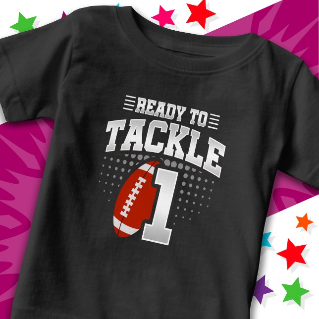 Camiseta Para Bebê Pronto Para Tacklear 1 Festa de Futebol 1º Anivers (Criador carregado)
