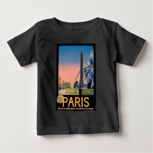 Camiseta Para Bebê Propaganda de Viagem Paris Antiga