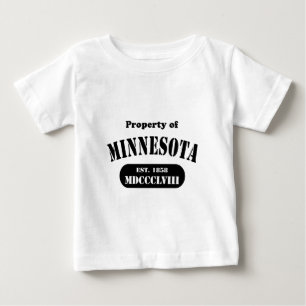 Camiseta Para Bebê Propriedade de Minnesota - texto negro