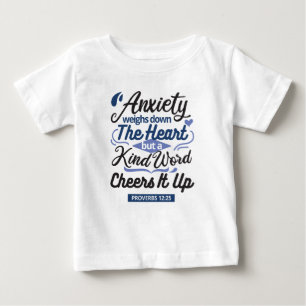 Camiseta Para Bebê Provérbios 12:25 Versículo Bíblico – Arte de Palav