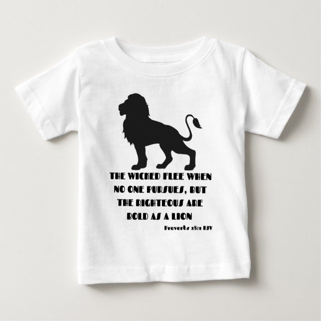 Camiseta Para Bebê Proverbs 28:1 Bíblia Verse Cotação KJV (Frente)