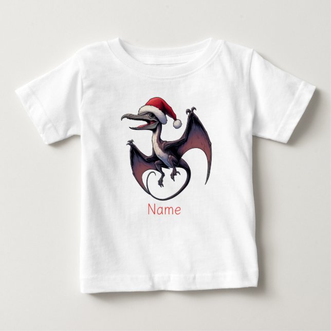 Camiseta Para Bebê Pterodactyl de Natal (Frente)