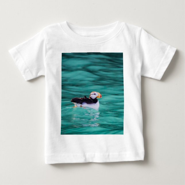 Camiseta Para Bebê Puffin In Resurrection Bay, Alaska (Frente)