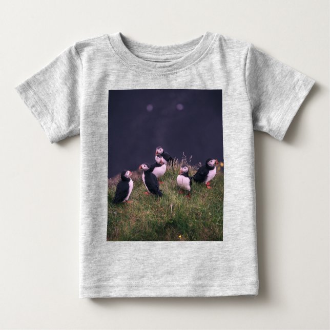 Camiseta Para Bebê Puffins Atlântico (Frente)