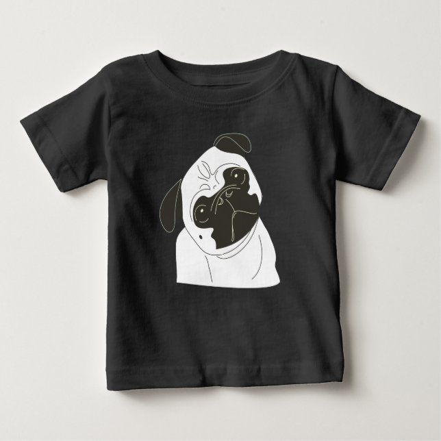 Camiseta Para Bebê Pug (Frente)