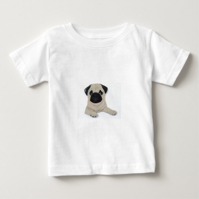 Camiseta Para Bebê Pug (Frente)