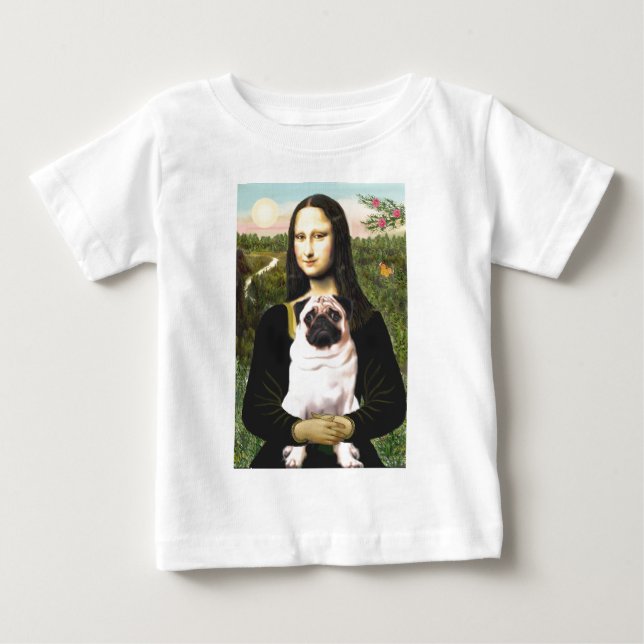 Camiseta Para Bebê Pug 3 (grampo) - Mona Lisa (Frente)
