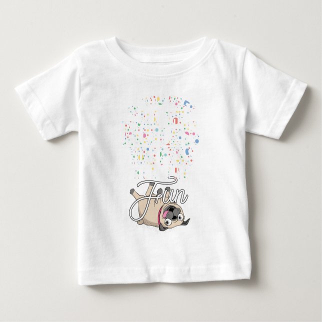 Camiseta Para Bebê Pug adorável e parvo (Frente)