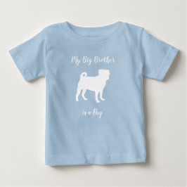 Camiseta Para Bebê Pug Chá de fraldas Cachorro Blue Puppy Boy