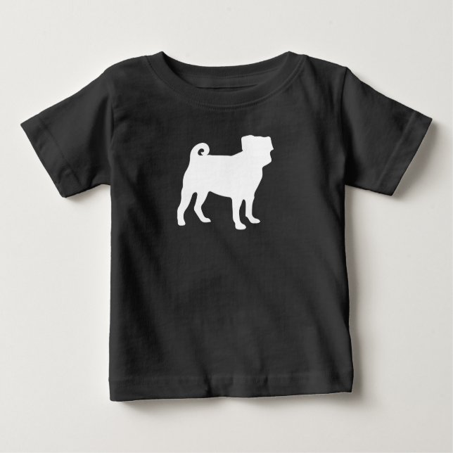 Camiseta Para Bebê Pug Chá de fraldas Canina Sexo Neutro (Frente)