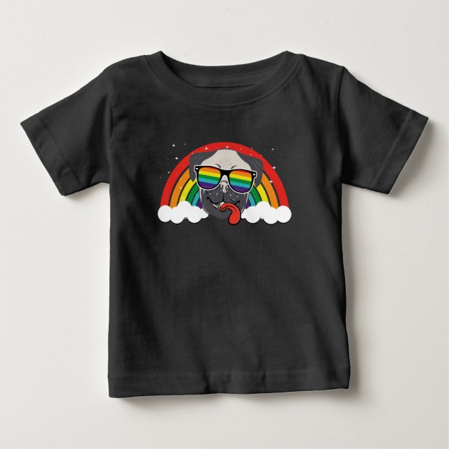 Camiseta Para Bebê Pug cotovelo (Frente)