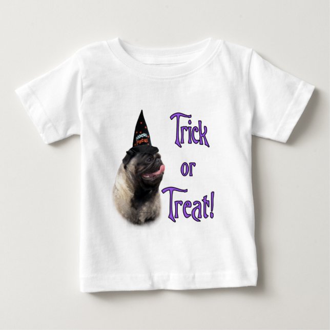 Camiseta Para Bebê Pug (desmaiar) Trick (Frente)