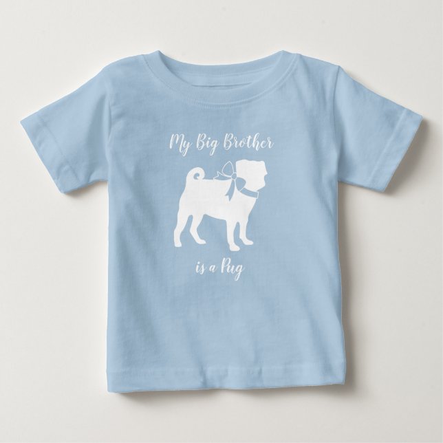 Camiseta Para Bebê Pug Dog Chá de fraldas (Frente)