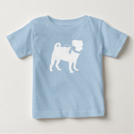 Camiseta Para Bebê Pug Dog Chá de fraldas Boy Blue com Arco