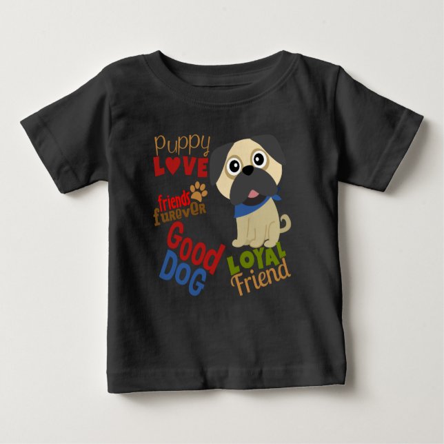 Camiseta Para Bebê Pug Dog Melhor Amigo (Frente)
