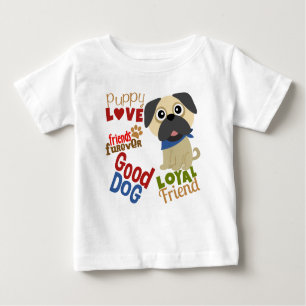 Camiseta Para Bebê Pug Dog Melhor Amigo