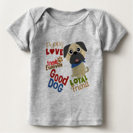 Camiseta Para Bebê Pug Dog Melhor Amigo