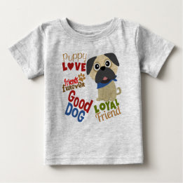 Camiseta Para Bebê Pug Dog Melhor Amigo