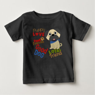 Camiseta Para Bebê Pug Dog Melhor Amigo