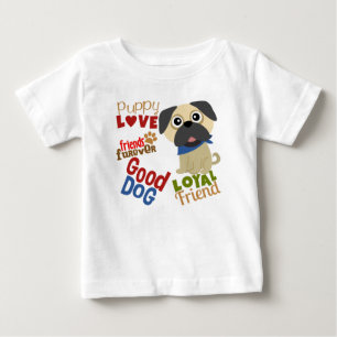 Camiseta Para Bebê Pug Dog Melhor Amigo
